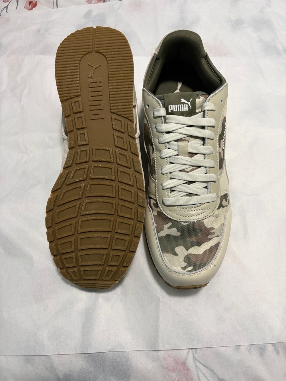 Puma Camouflage Sneakers in Cream and Olive Green